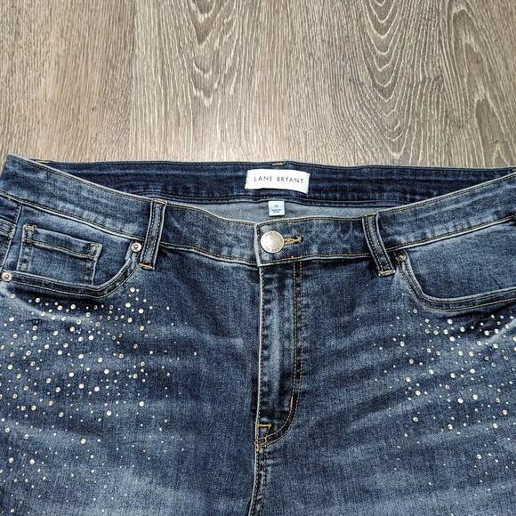 Lane Bryant Women's Stretch Denim Crop Pants with Rhinestones Size 20 - Picture 2 of 3